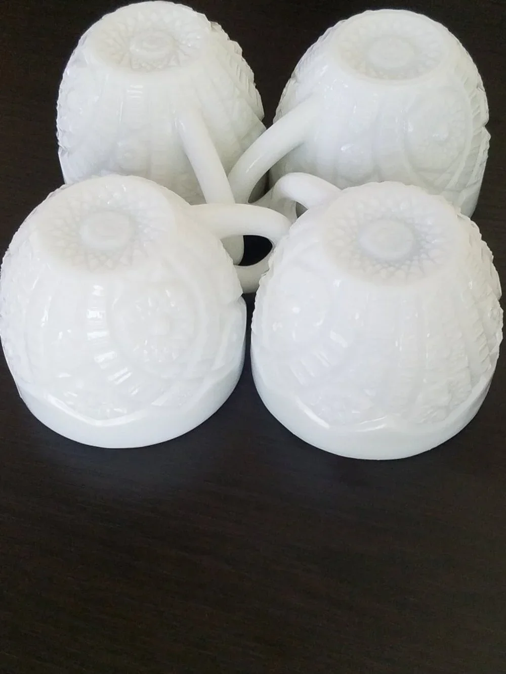 Vintage McKee White Milk Glass Concord Pattern Punch Tea Cups - Set of 4
